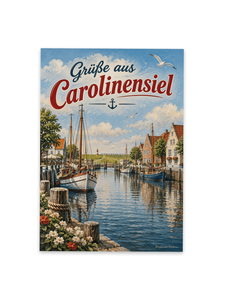Ansichtskarte Hafen nostalgisch Design mit Spruch in Weiß