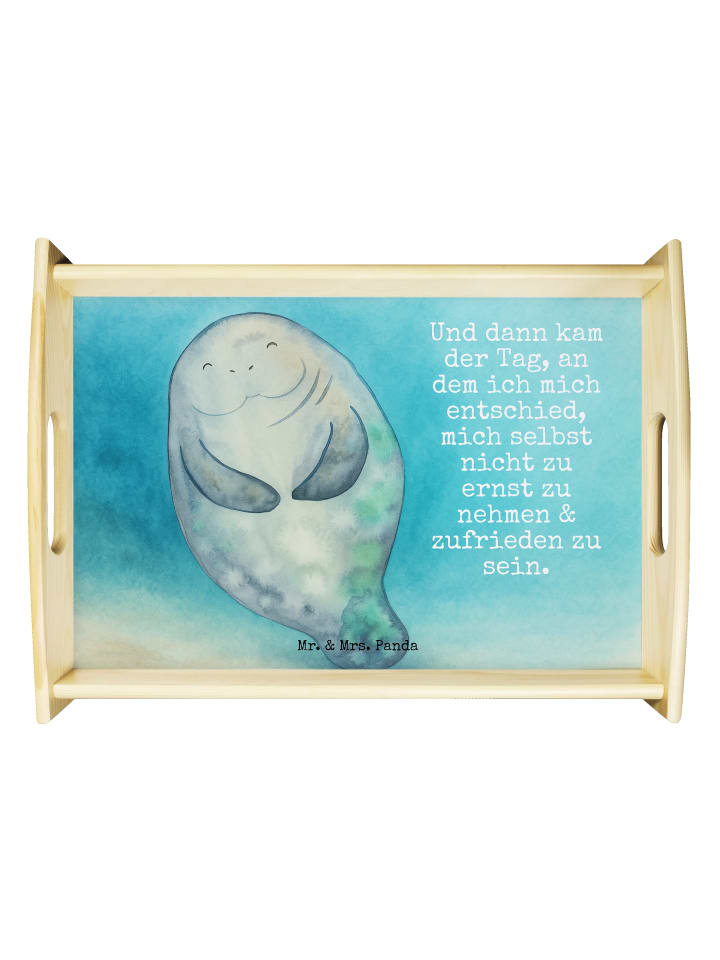 Servierplatte Seekuh Happy Design mit Spruch in Weiß