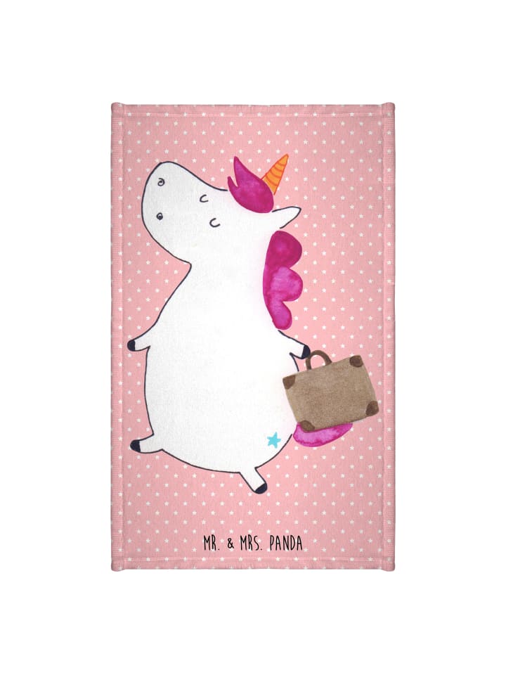 Handtuch Einhorn Koffer ohne Spruch in Rot Pastell