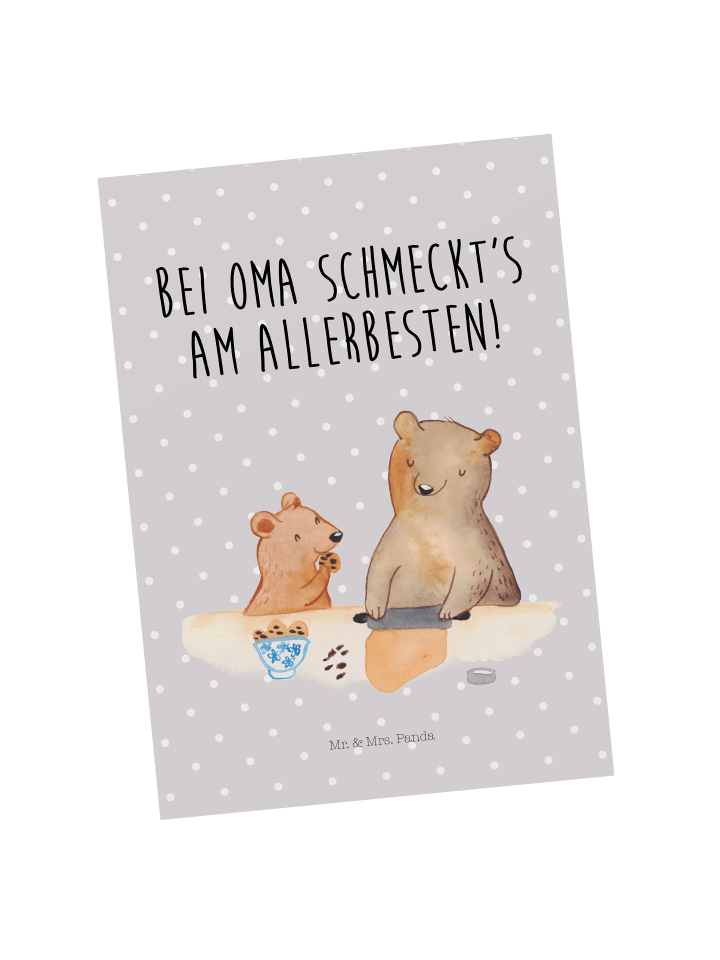 Postkarte Oma Backen mit Spruch in Grau Pastell