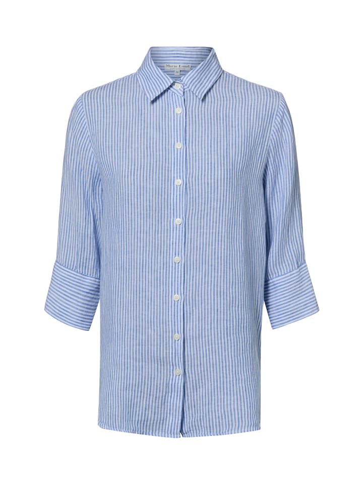 Leinenbluse Rihab in blau weiß - 0045