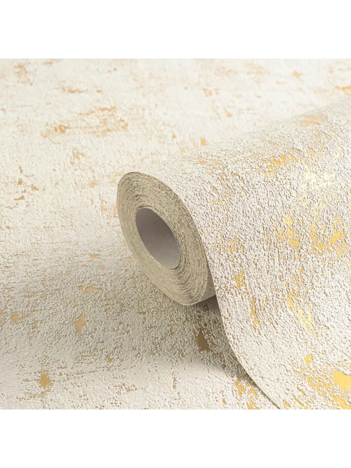 Tapete Modern Structure in Creme-Gold