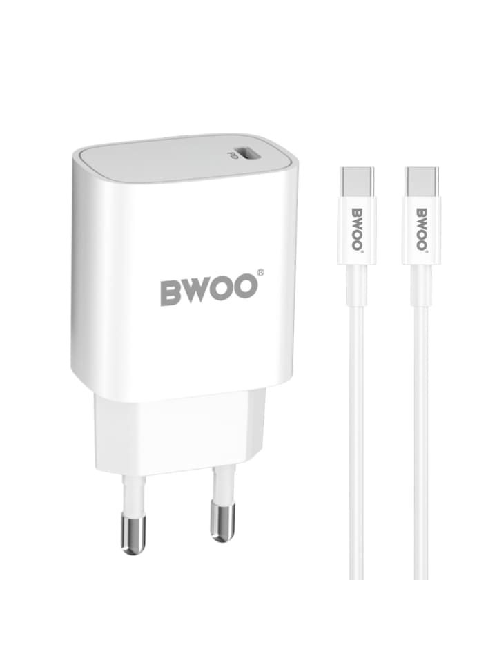 BWOO CDA159 PD Wandladegerät 20W 1x USB-C-Anschluss + USB-C weiß