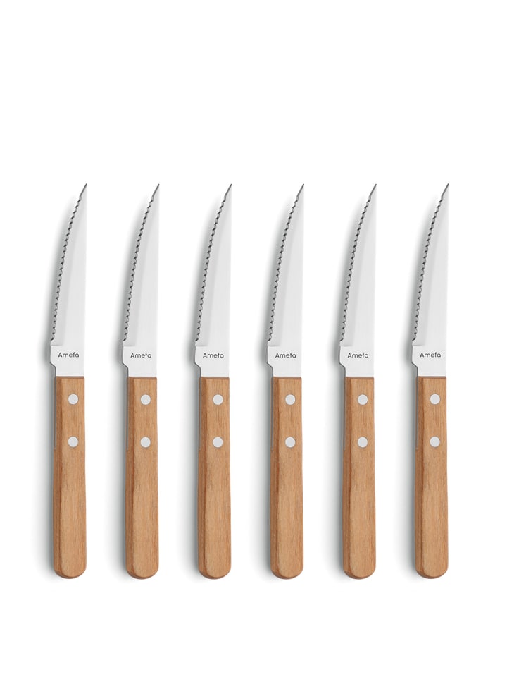 6-tlg. Steakmesser Set PIZZA in braun