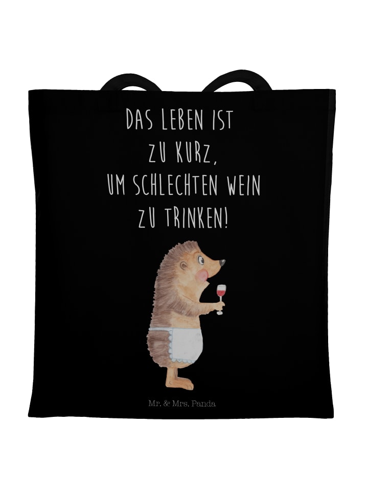 Umhängebeutel Igel Wein mit Spruch in Schwarz