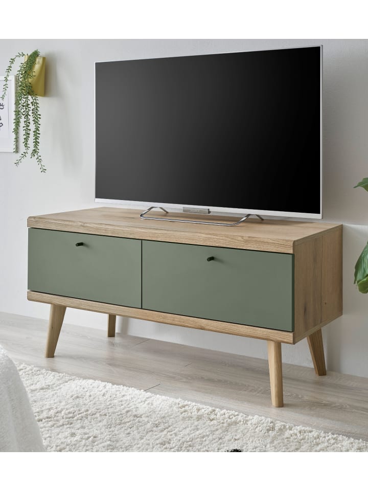 TV-Lowboard Salbei, Eiche skandinavisch 107 cm, Unterschrank mit Stauraum