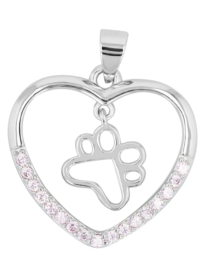 Damen Anhänger – Herz Herzanhänger aus 925 Silber mit Zirkonia in silber