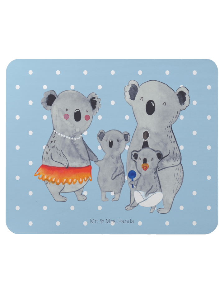 Maus-Pad Koala Familie ohne Spruch in Blau Pastell