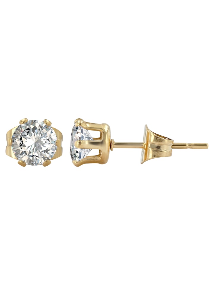 Damen Anhänger aus Edelstahl mit Zirkonia in gold