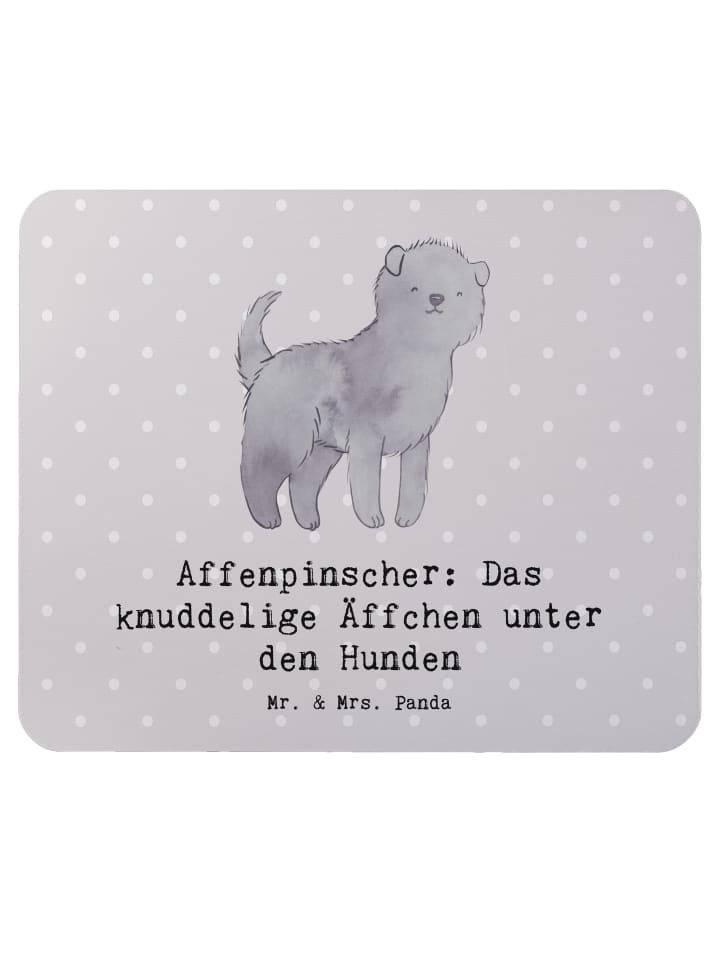 Mousepad Affenpinscher Äffchen mit Spruch in Grau Pastell
