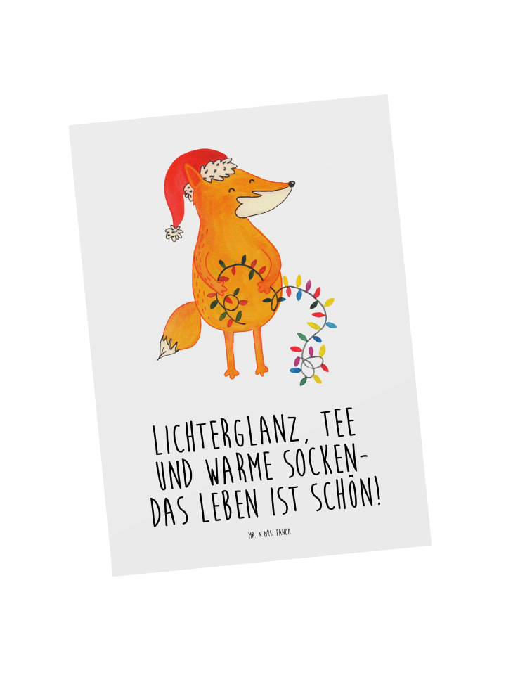 Postkarte Fuchs Weihnachten mit Spruch in Weiß