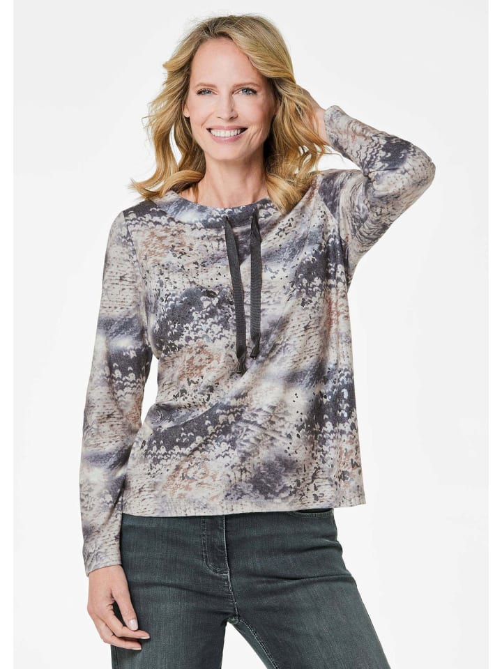 Druckshirt in beige / gemustert