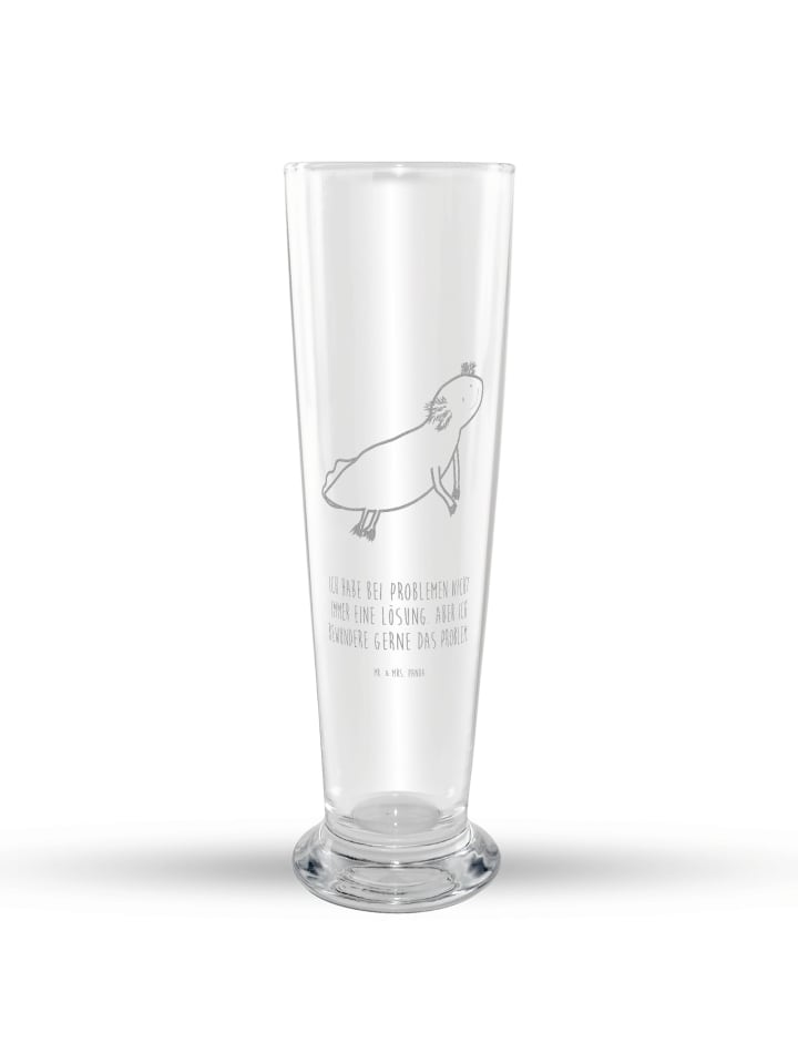 Bierglas Axolotl Schwimmen mit Spruch in Transparent