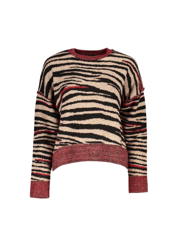 Grün Rot Polyester Damen Pullover Rollkragenpullover
