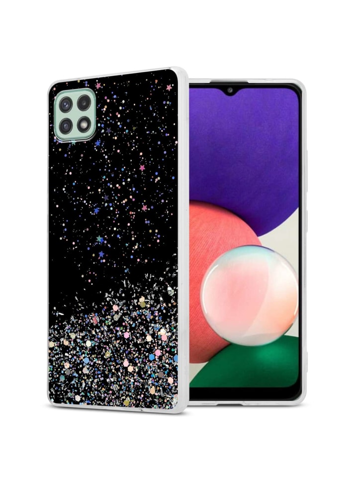 Hülle für Samsung Galaxy A22 5G Glitter in Schwarz mit Glitter
