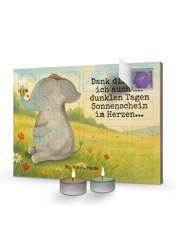 Adventskalender Elefant Biene Design mit Spruch in Weiß