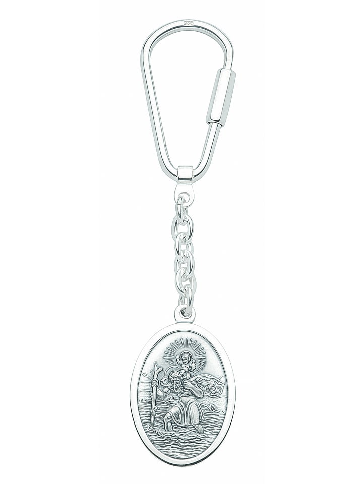 Damen Alpacca Schlüsselanhänger Christophorus in silber