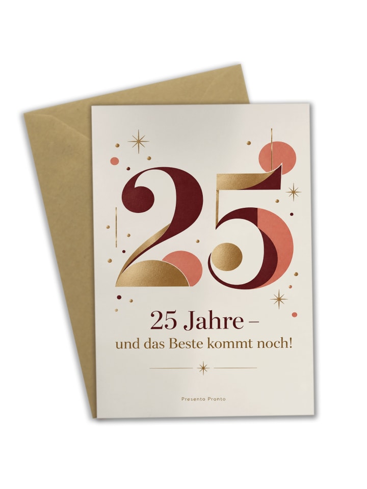 Billet 25. Geburtstag Zahl elegant Design mit S... in Weiß
