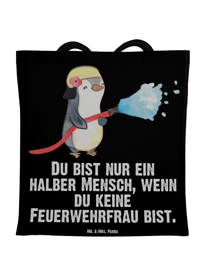Tasche Feuerwehrfrau Herz mit Spruch in Schwarz