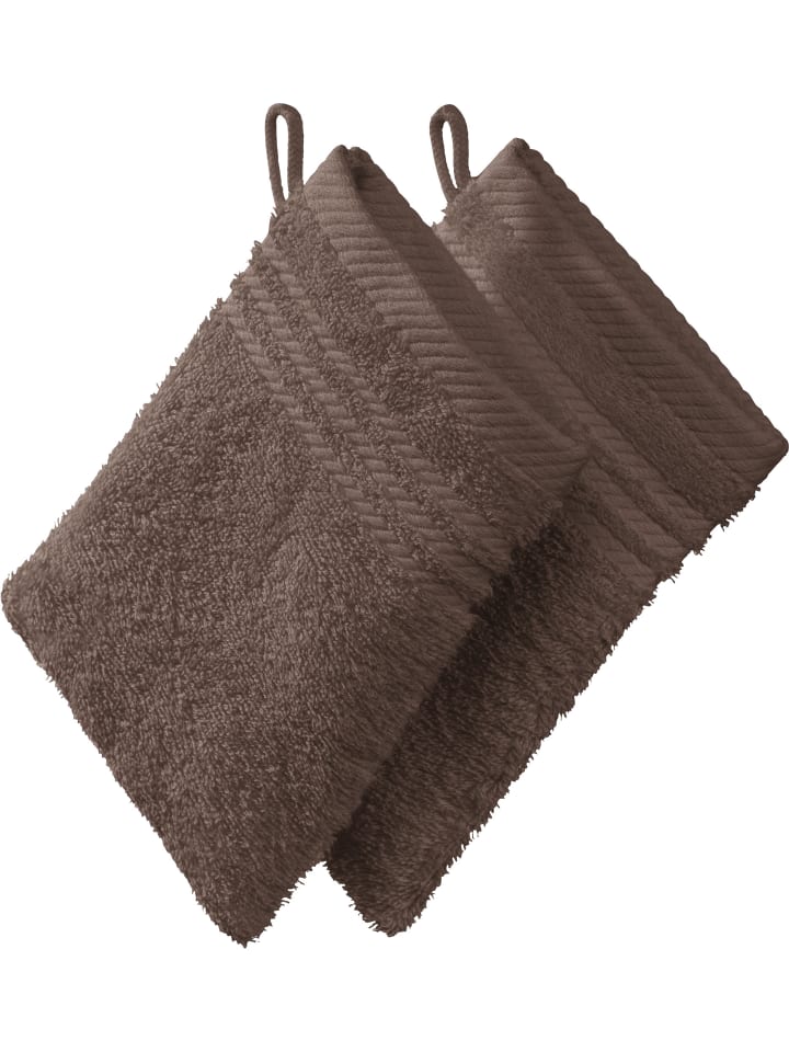 Frottier Waschhandschuh 2er-Pack New York in taupe