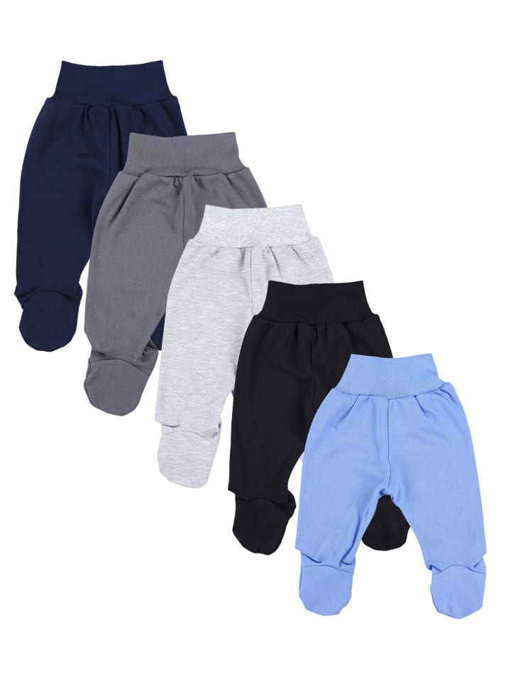 Baby Hose mit Fuß 5er Pack in blau/grau
