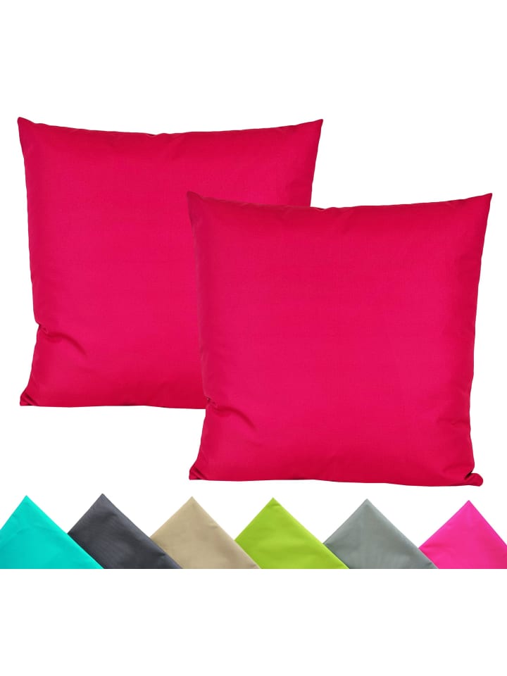 2er Set Outdoor Kissenhülle 40x40cm Uni in Himbeere