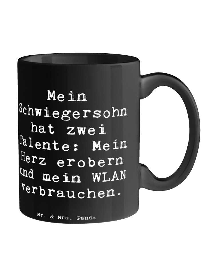 Tasse Spruch Schwiegersohn Talente mit Spruch in Schwarz