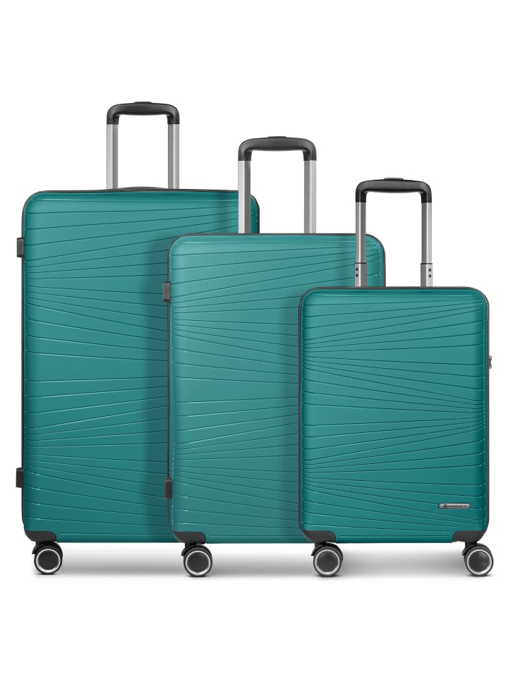 Dallas 3.0 4 Rollen Kofferset 3-teilig mit Dehnfalte turquoise