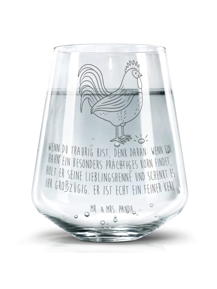 Schönes Glas Hahn Korn mit Spruch in Transparent