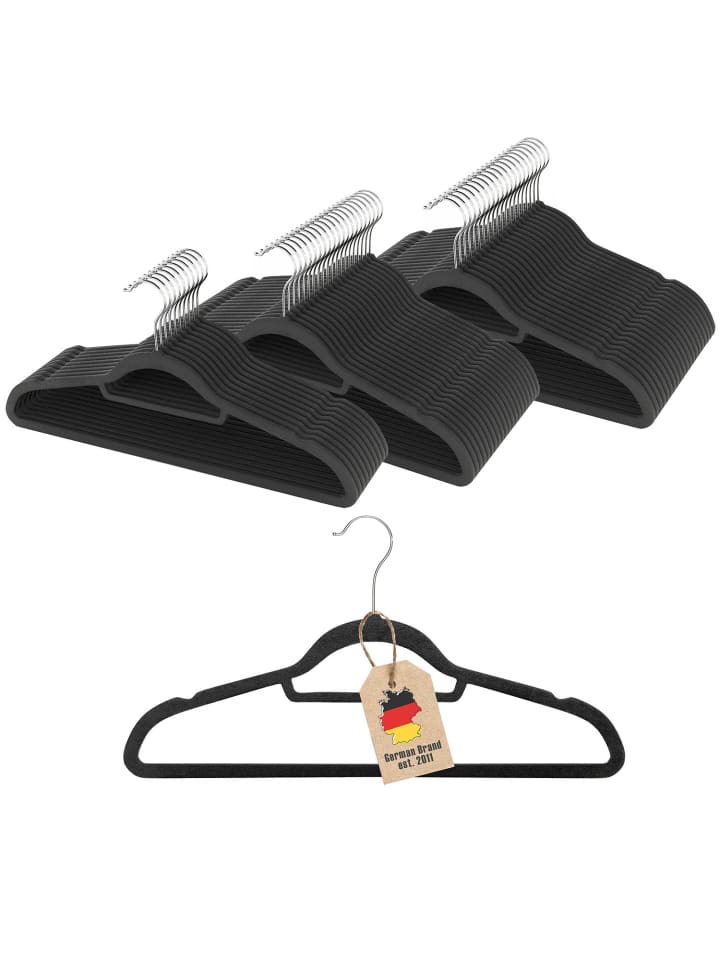 Platzsparende Kleiderbügel in 50x Schwarz