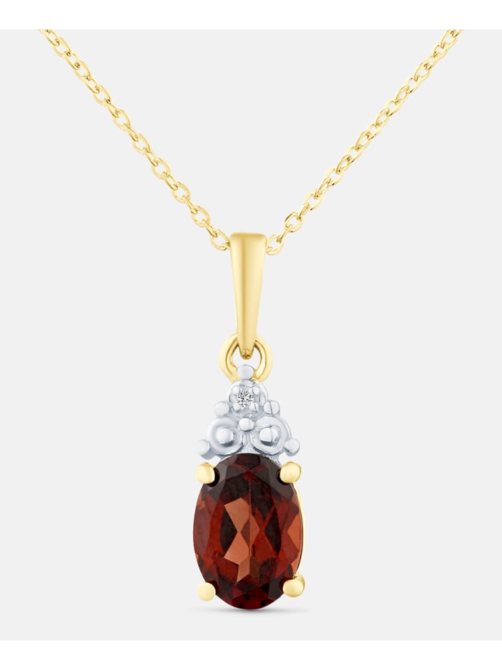 Kette mit Anhänger, mit Granat, 375 Gelbgold