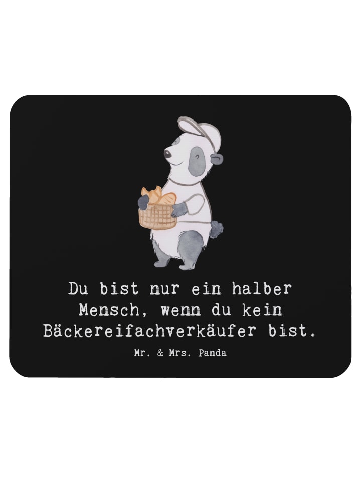 Mouse-Pad Bäckereifachverkäufer Herz mit Spruch in Schwarz