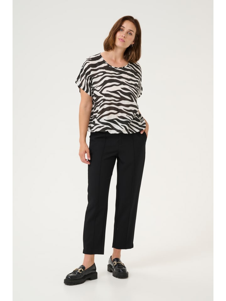 Bluse ärmellos KAamber Loose fit in Black/Chalk Animal Print