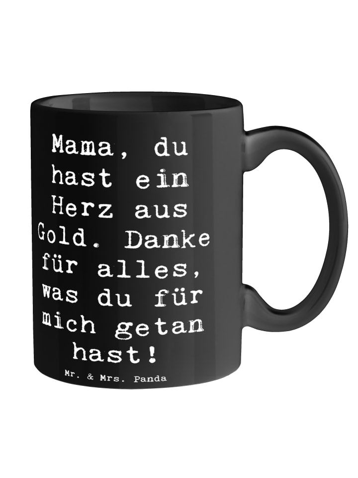 Kaffeetasse Spruch Mama Herz Gold mit Spruch in Schwarz