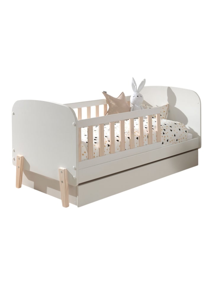 BABYBETT Karilynn 147x68x77 aus MDF+Massivholz in Weiß
