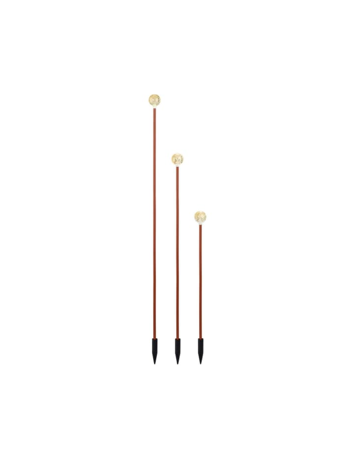 LED Solar Gartenstecker mit Luftblasenoptik Beetstecker in rostbraun