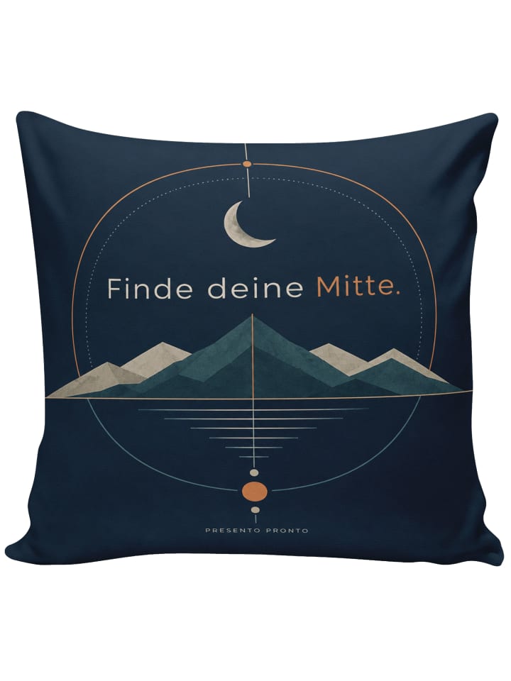 Kissen 40x40 Berg modern Design mit Spruch in Weiß