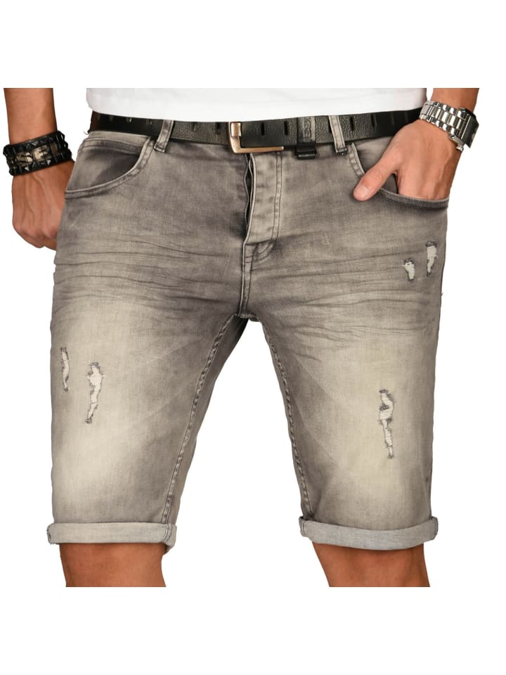 A. Salvarini Herren Sweat Shorts kurze Hosen in Grau