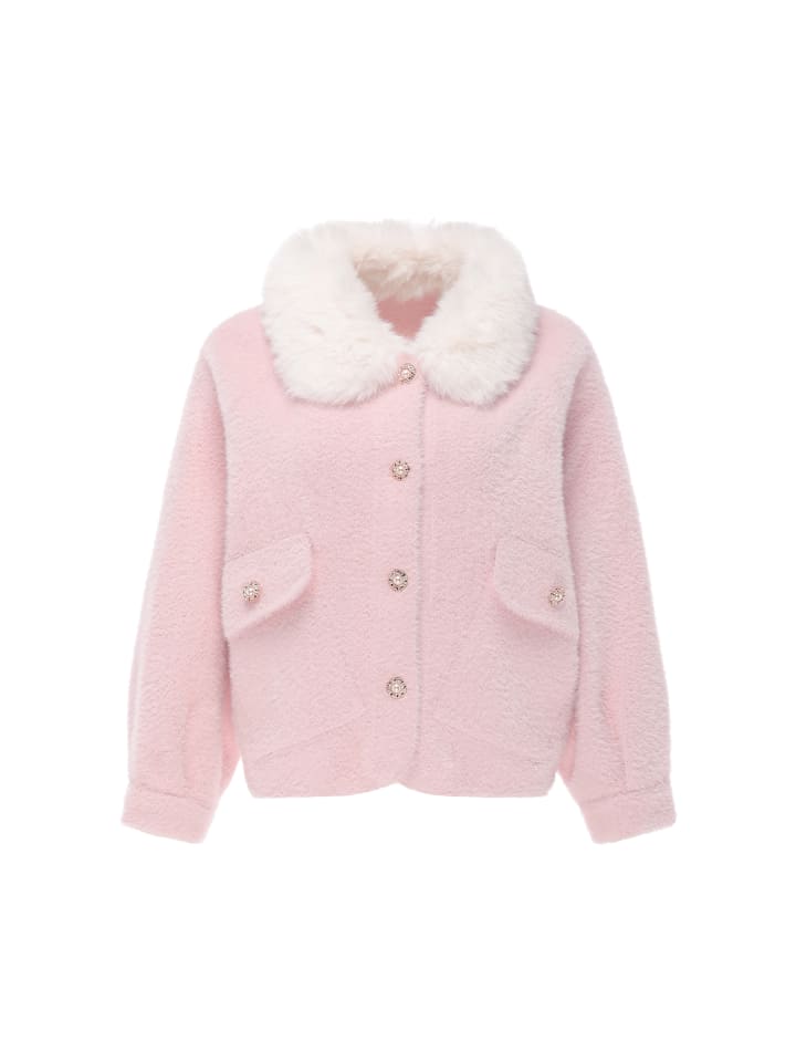 Women Cardigan in Rose Offwhite