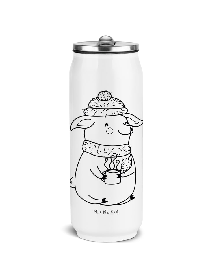 Trinkflasche Schwein Glühwein ohne Spruch in Weiß