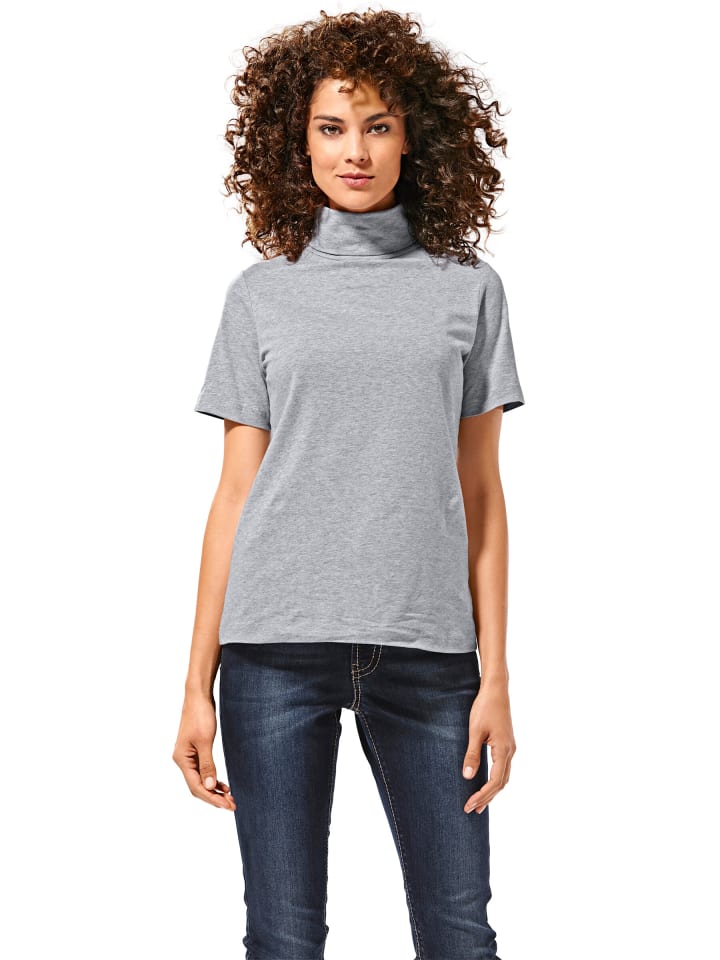 Rollkragen-Shirt in grau-melange