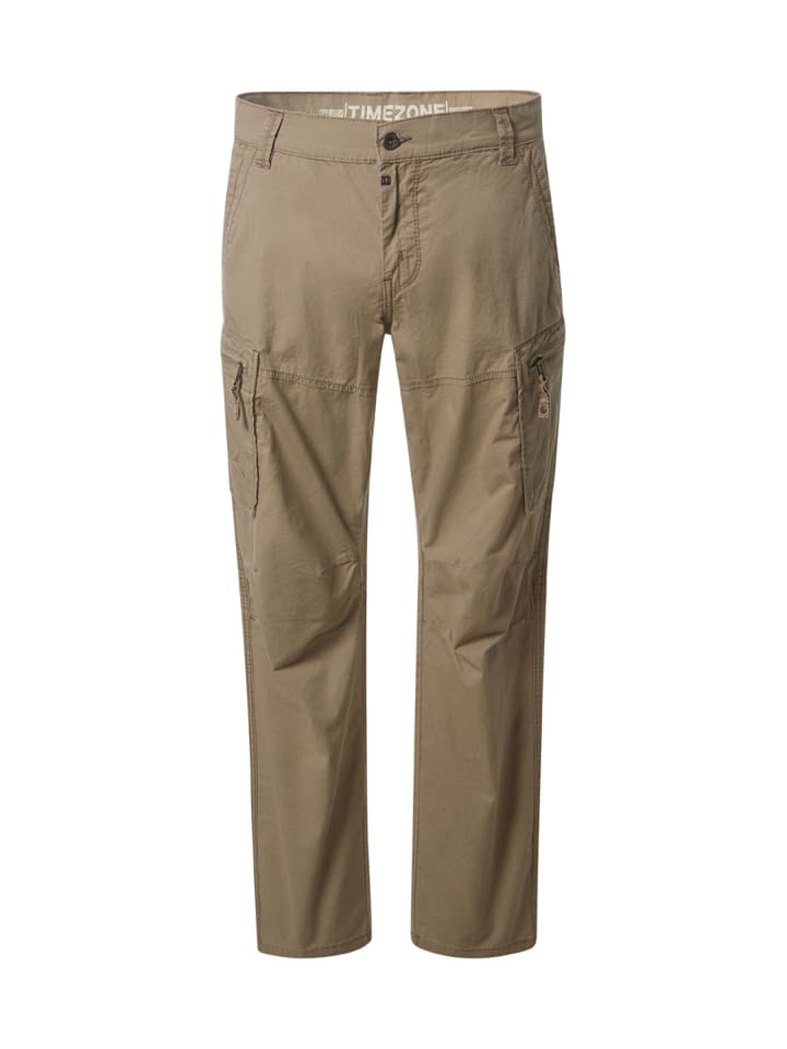 Einfarbige Knöchellange Hose Eingrifftaschen in Beige