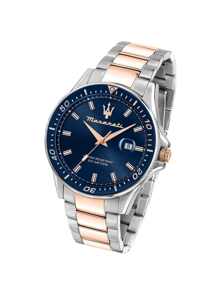 Analog-Armbanduhr Maserati Sfida in silber und roségold groß (ca. 44mm)