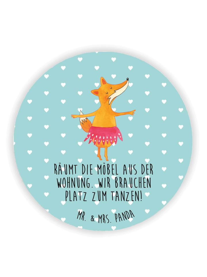 Kühlschrankmagnet Fuchs Ballerina mit Spruch in Türkis Pastell