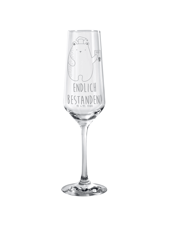 Champagnerglas Bär Prüfung mit Spruch in Transparent