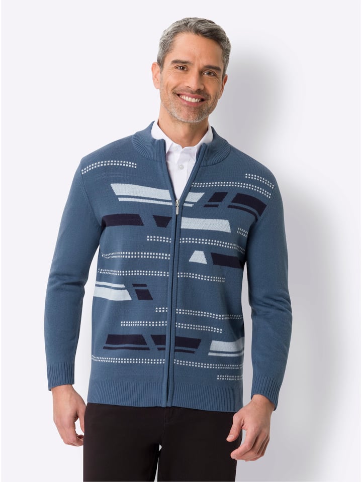 Strickjacke in jeansblau-gemustert