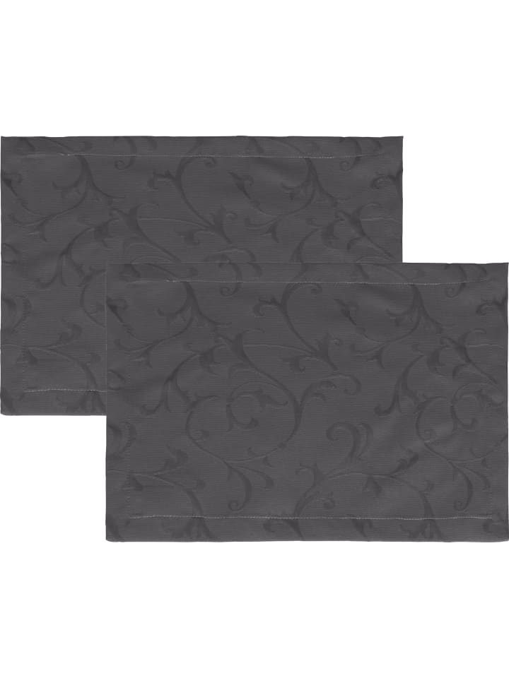 Jacquard Tischset 2er-Pack Düsseldorf in anthrazit