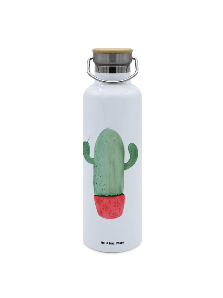 Trinkflasche Edelstahl Kaktus Wut ohne Spruch in Weiß