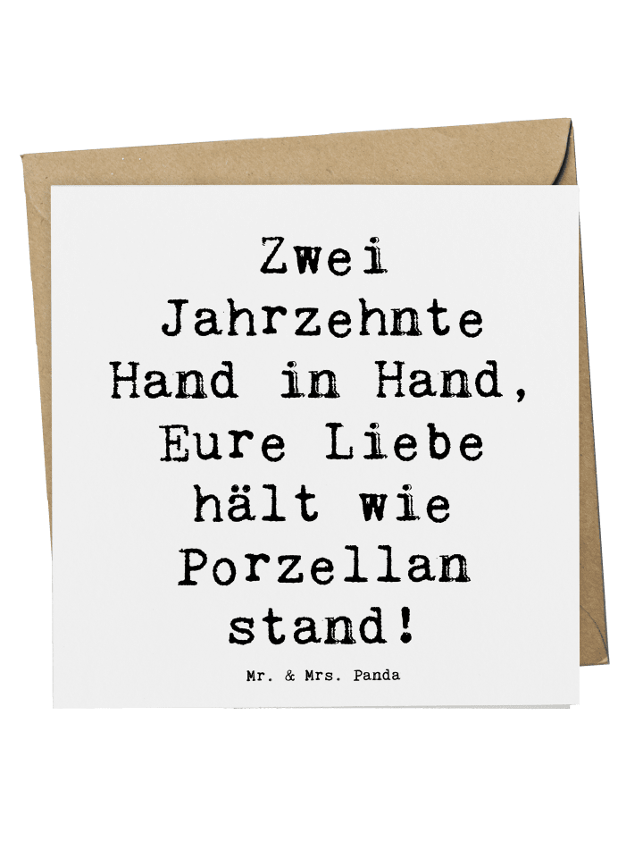 Deluxe Karte Spruch 20. Hochzeitstag Porzellanh... in Weiß