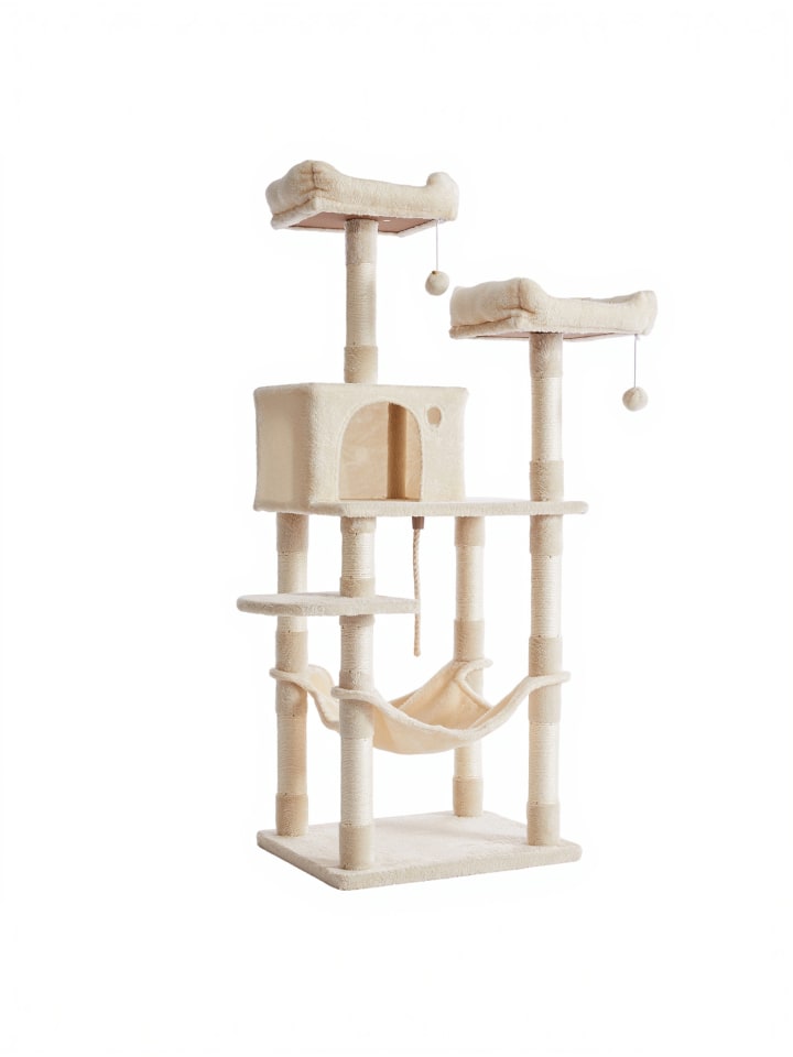 Katzenbaum Clawfy in Beige - (B)45 x (H)141.8 x (T)55 cm